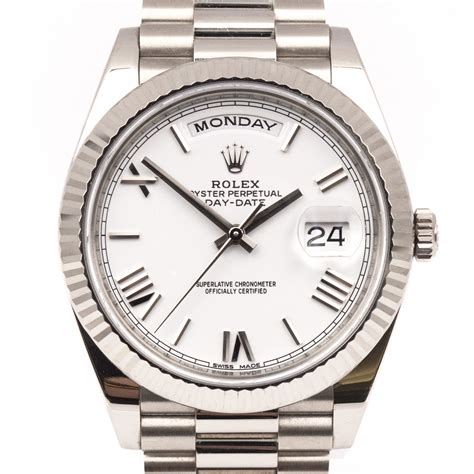 rolex president white gold replica|rolex presidential 40mm white gold.